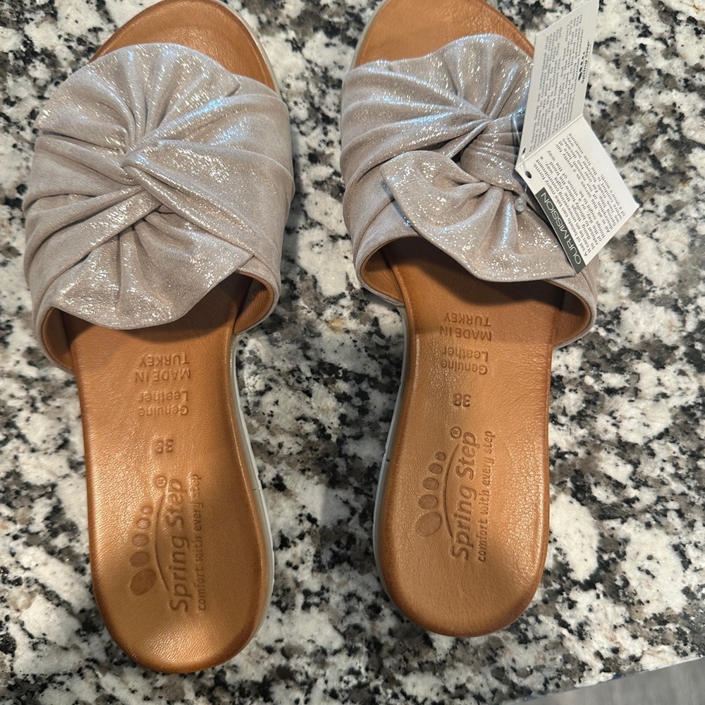 Spring Step Women's Shimmering Silver Sandals